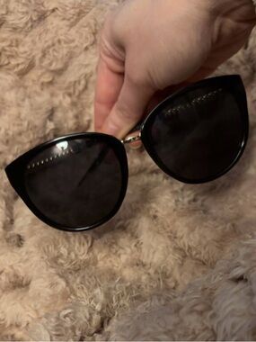 Preloved Black Sunglasses with Gold Accents Along the Sides